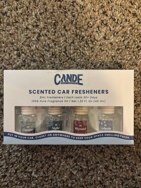 Scented Car Fresheners 4-Pack in Navy Blue, Red, and Cream